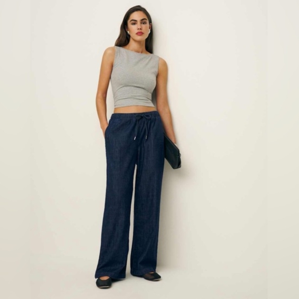 REFORMATION JEANS Slouchy Wide Leg Jeans Inaya Denim Pants Women S Indigo Blue